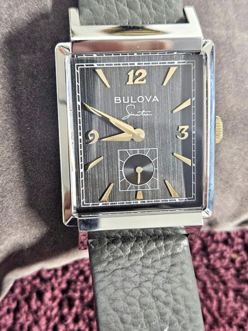 Bulova Sinatra Collection My Way Black Rectangular Watch Like New